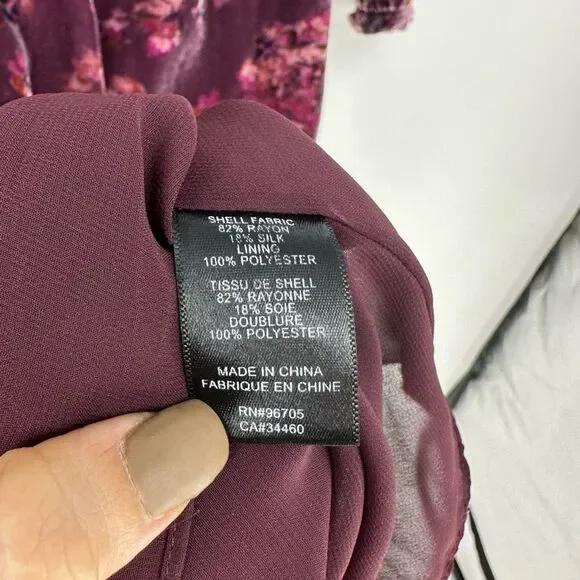 Rebecca Taylor Long Sleeve Jewel Paisley Velvet Dress in Plum Purple Size M Silk - Picture 4 of 11